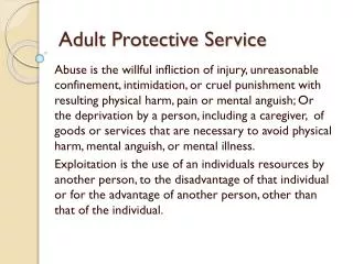 Adult Protective Service