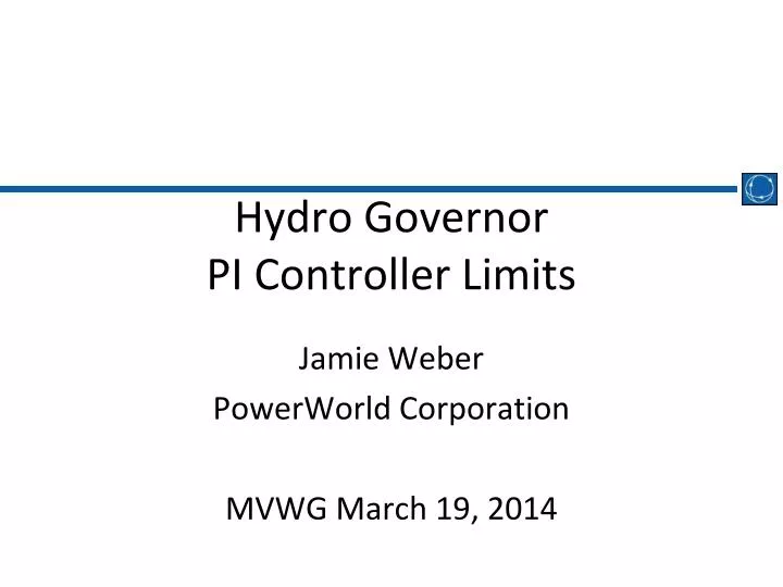 hydro governor pi controller limits