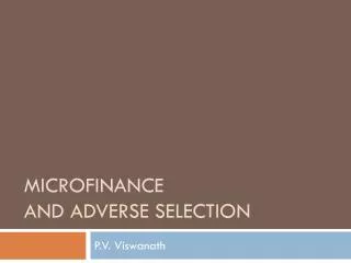 microfinance and Adverse selection