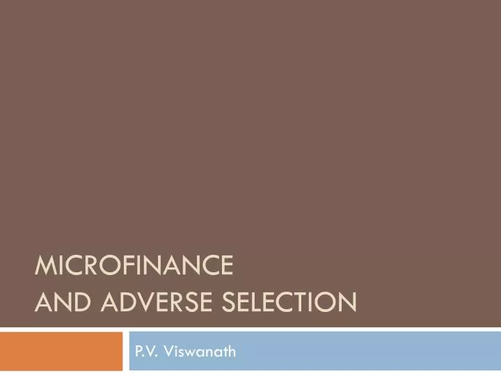 microfinance and adverse selection