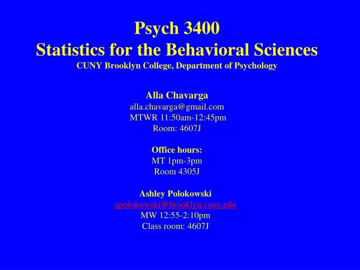 psych 3400 statistics for the behavioral sciences cuny brooklyn college department of psychology