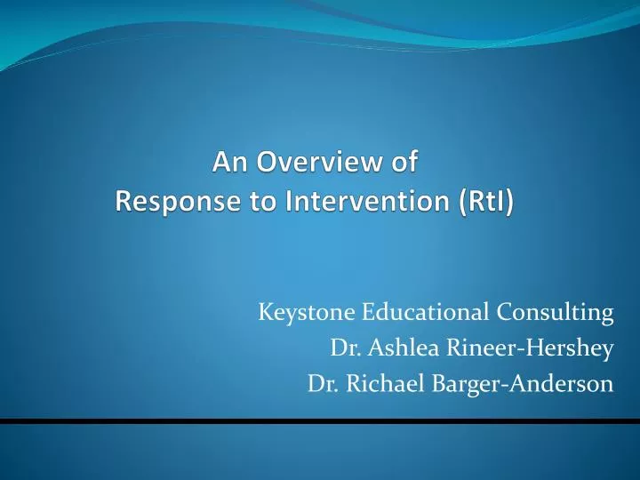 an overview of response to intervention rti