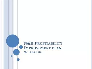 N&amp;B Profitability Improvement plan