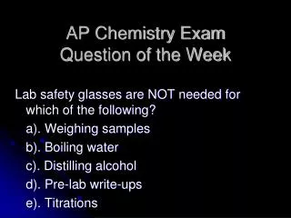 AP Chemistry Exam Question of the Week