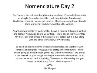 Nomenclature Day 2