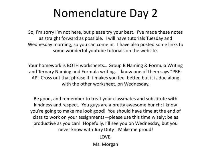 nomenclature day 2