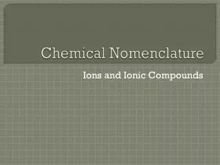 Chemical Nomenclature