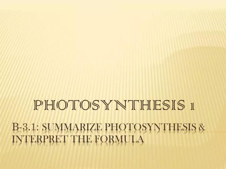 photosynthesis 1