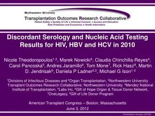 Discordant Serology and Nucleic Acid Testing Results for HIV, HBV and HCV in 2010