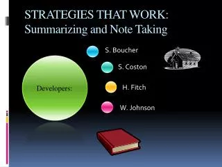 STRATEGIES THAT WORK: Summarizing and Note Taking