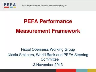 PEFA Performance Measurement Framework