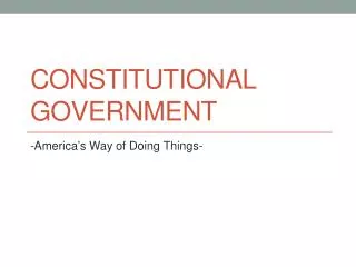 Constitutional Government