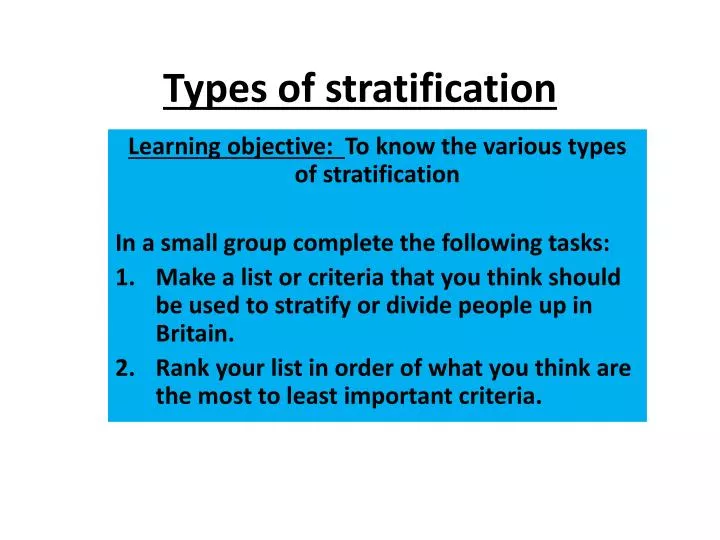types of stratification