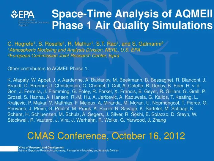 space time analysis of aqmeii phase 1 air quality simulations