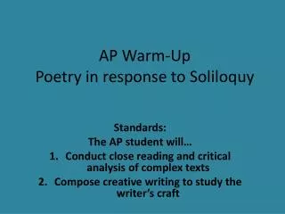 ap warm up poetry in response to soliloquy