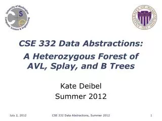 CSE 332 Data Abstractions: A Heterozygous Forest of AVL, Splay, and B Trees
