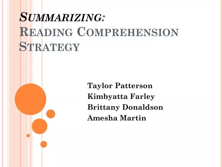 summarizing reading comprehension strategy