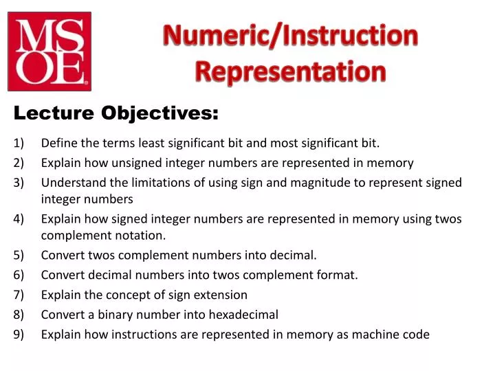 numeric instruction representation