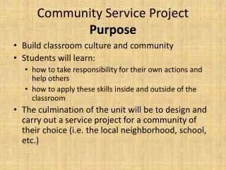 Community Service Project Purpose