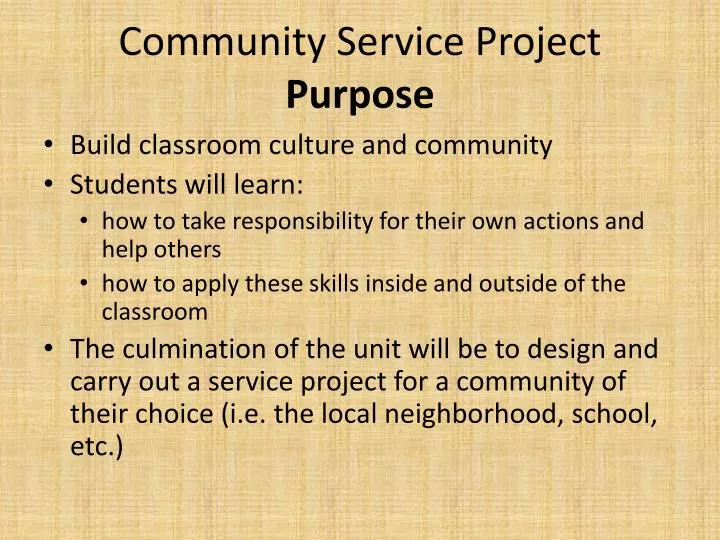 community service project purpose