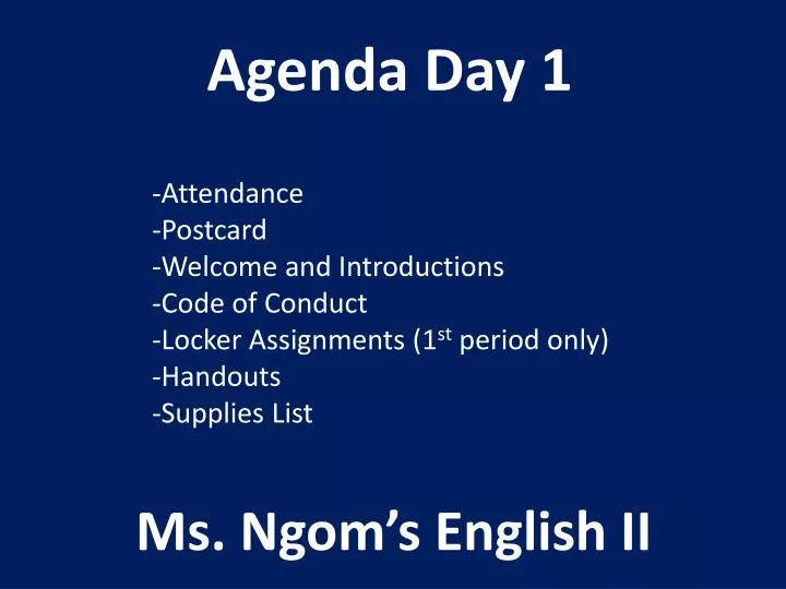 agenda day 1