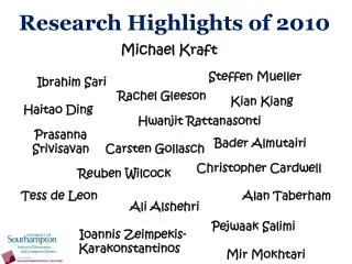 Research Highlights of 2010
