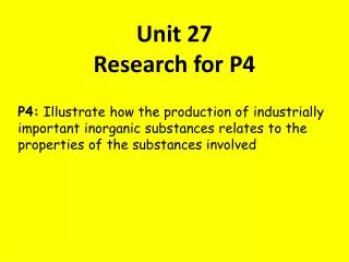 Unit 27 Research for P4