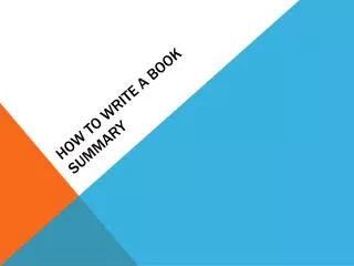 How to write a book Summary