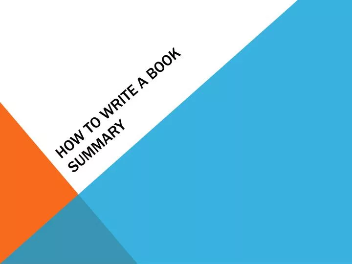 how to write a book summary