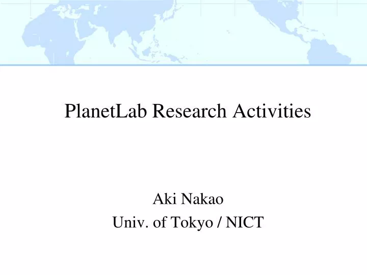 planetlab research activities
