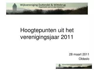 hoogtepunten uit het verenigingsjaar 2011