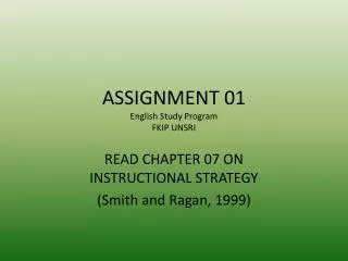 ASSIGNMENT 01 English Study Program FKIP UNSRI
