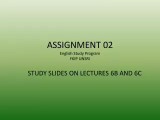 ASSIGNMENT 02 English Study Program FKIP UNSRI