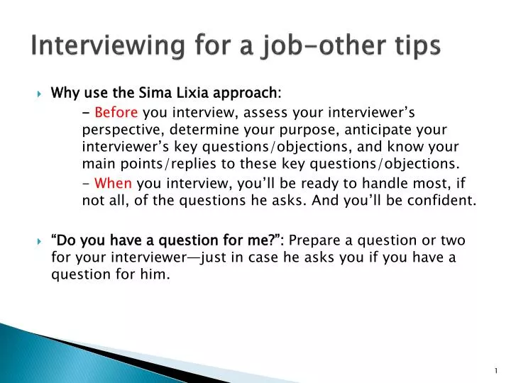 interviewing for a job other tips