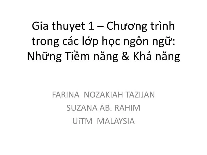 gia thuyet 1 ch ng tr nh trong c c l p h c ng n ng nh ng ti m n ng kh n ng