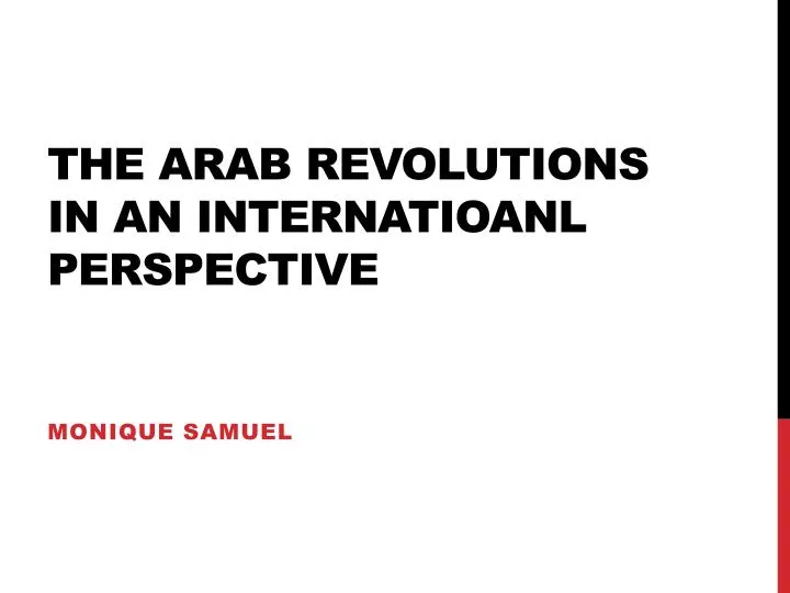 the arab revolutions in an internatioanl perspective