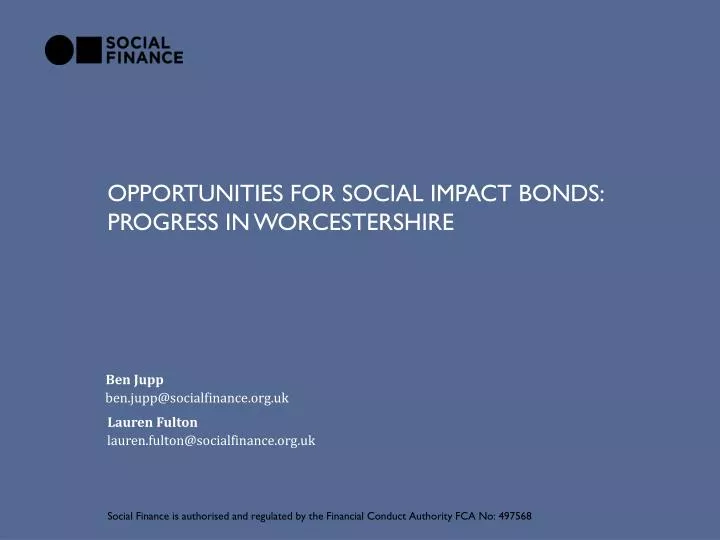 opportunities for social impact bonds progress in w orcestershire