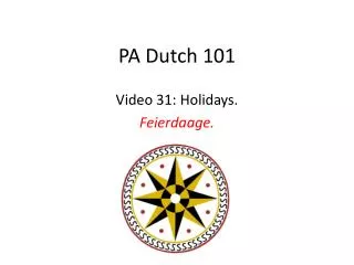 pa dutch 101