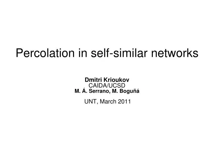 percolation in self similar networks
