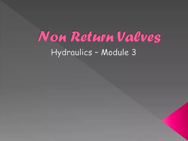 non return valves
