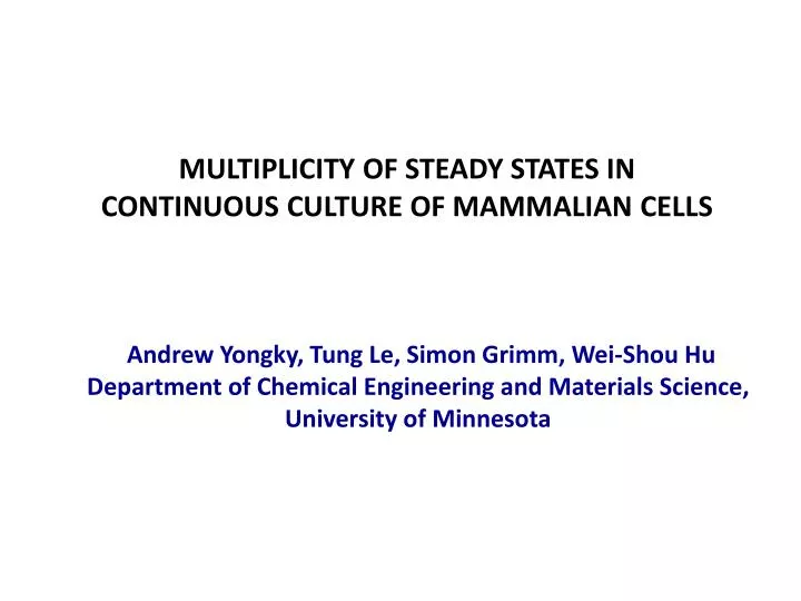 multiplicity of steady states in continuous culture of mammalian cells