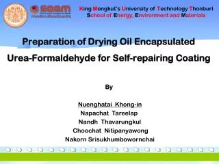 Preparation of Drying Oil Encapsulated Urea-Formaldehyde for Self-repairing Coating