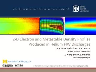 2-D Electron and Metastable Density Profiles Produced in Helium FIW Discharges