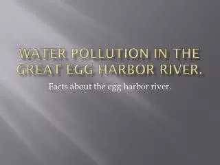 Water Pollution In The Great Egg Harbor River.