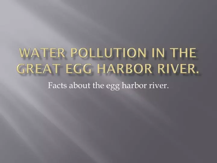 water pollution in the great egg harbor river