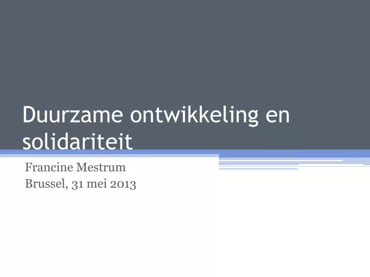 duurzame ontwikkeling en solidariteit