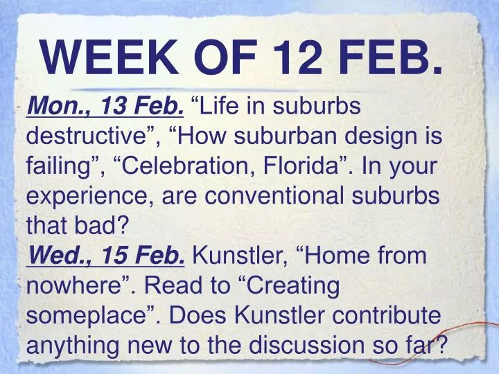 week of 12 feb