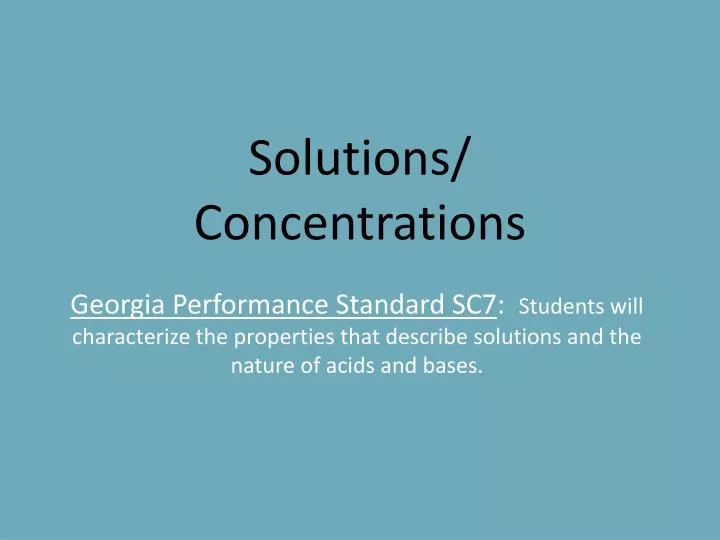 solutions concentrations