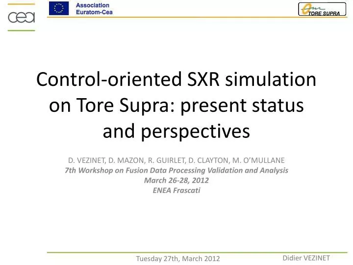 control oriented sxr simulation on tore supra present status and perspectives