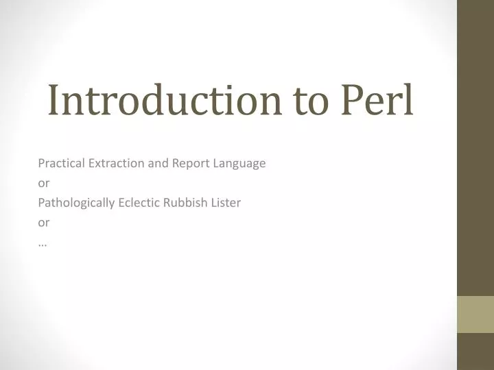 introduction to perl